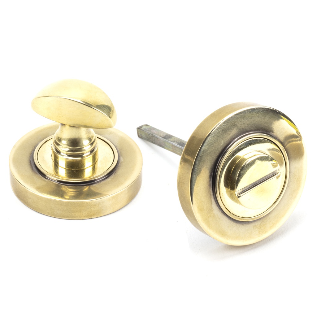 Aged Brass Round Thumbturn Set (Plain) - 45731