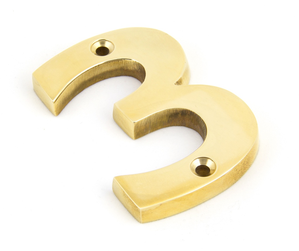 Polished Brass Numeral 3 - 83713