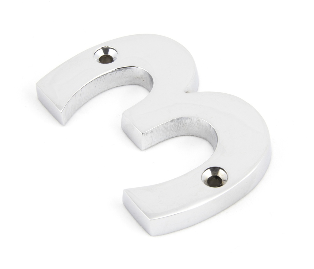Polished Chrome Numeral 3 - 83723