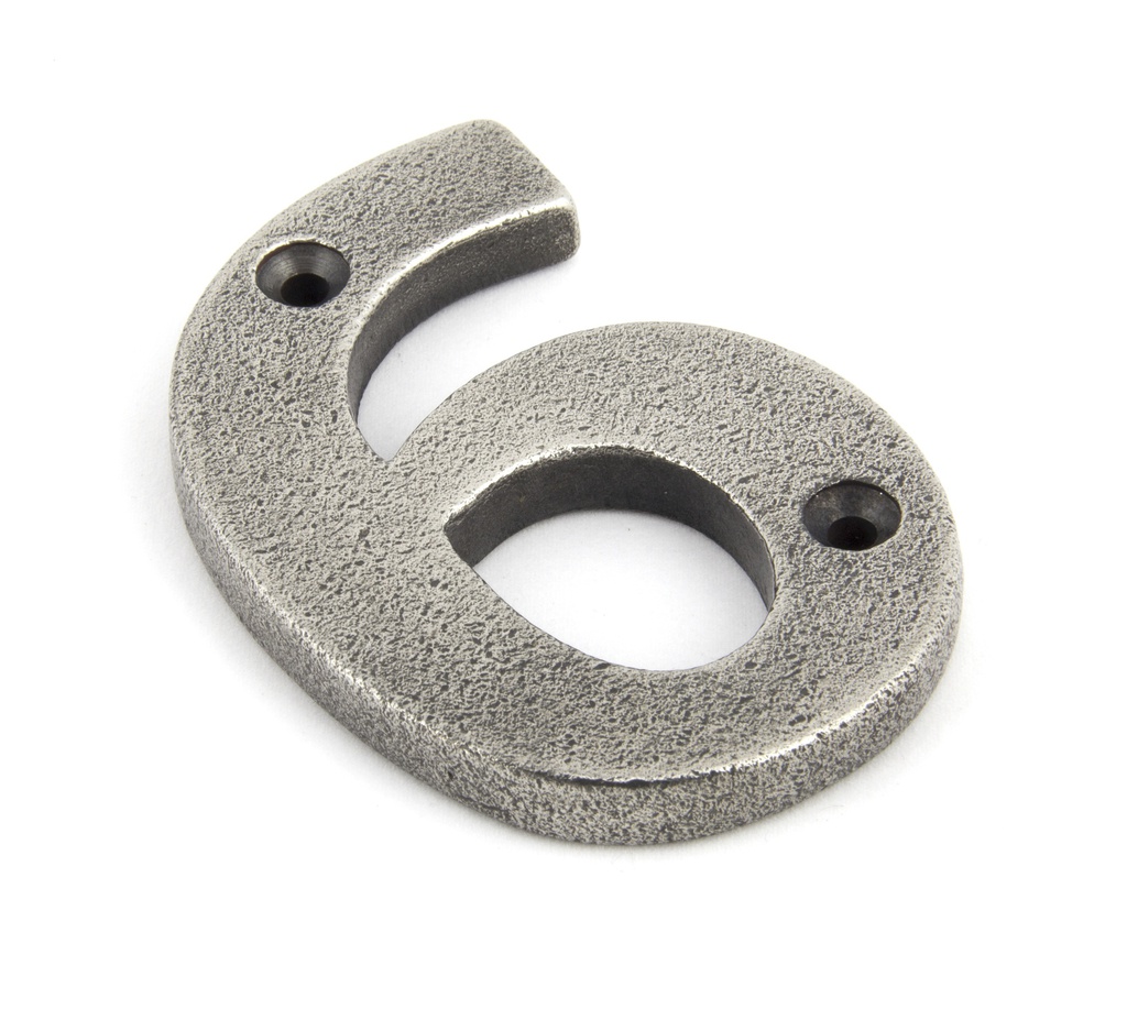 Antique Pewter Numeral 6 - 83736