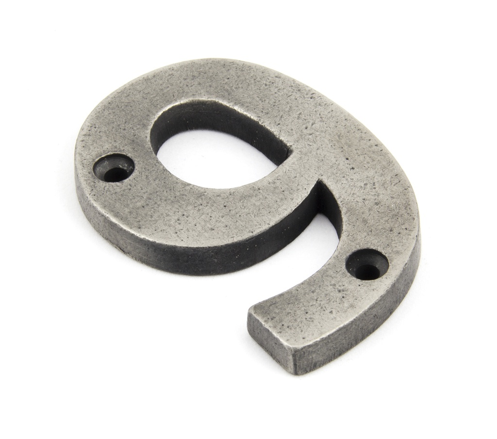 Antique Pewter Numeral 9 - 83739