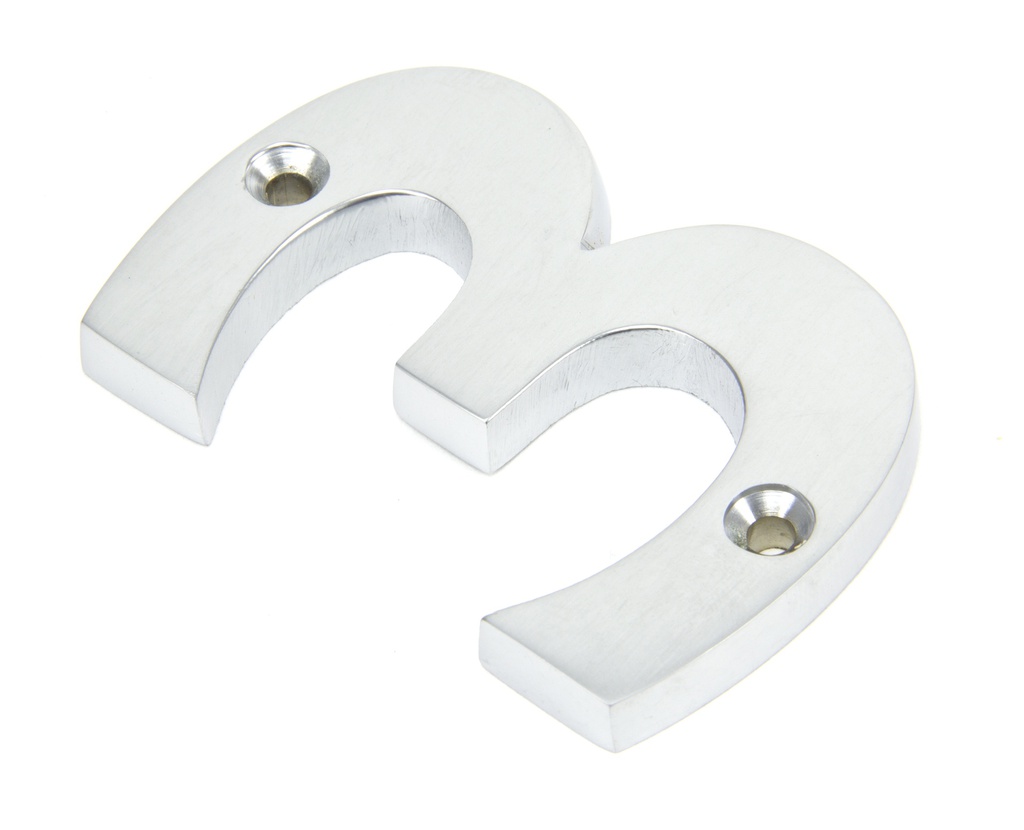 Satin Chrome Numeral 3 - 83923