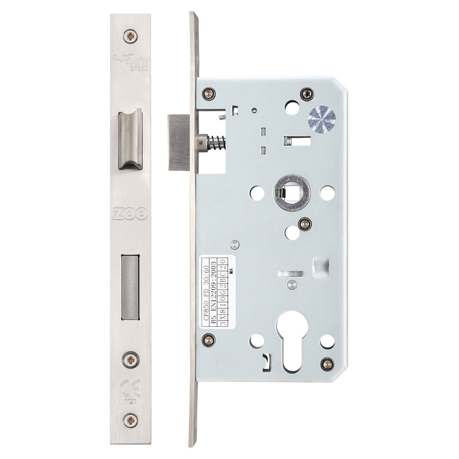 DIN Euro Sash Lock Case 55mm - Square Faceplate - SS