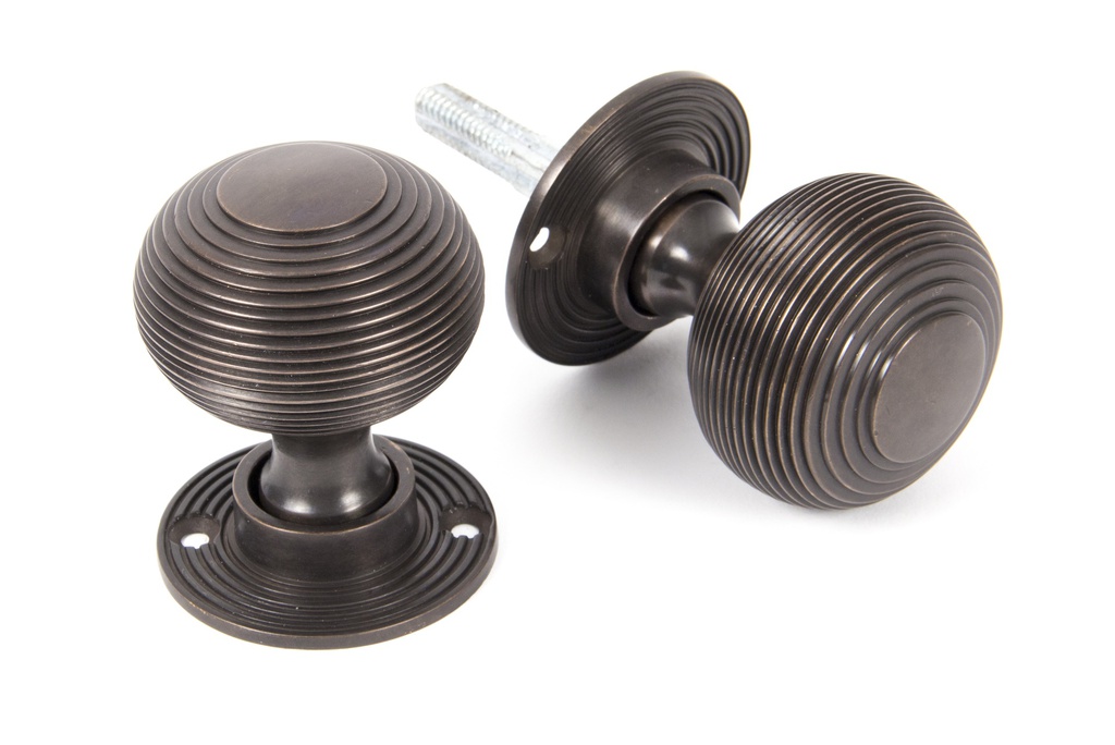 Aged Bronze Heavy Beehive Mortice/Rim Knob Set - 83947