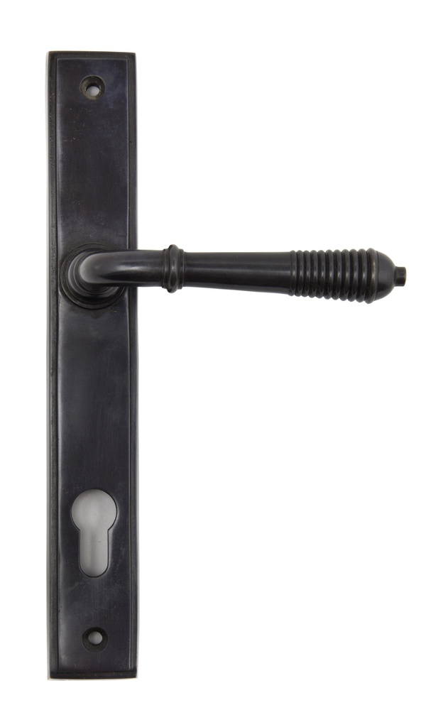 Aged Bronze Reeded Slimline Lever Espag. Lock Set - 83952
