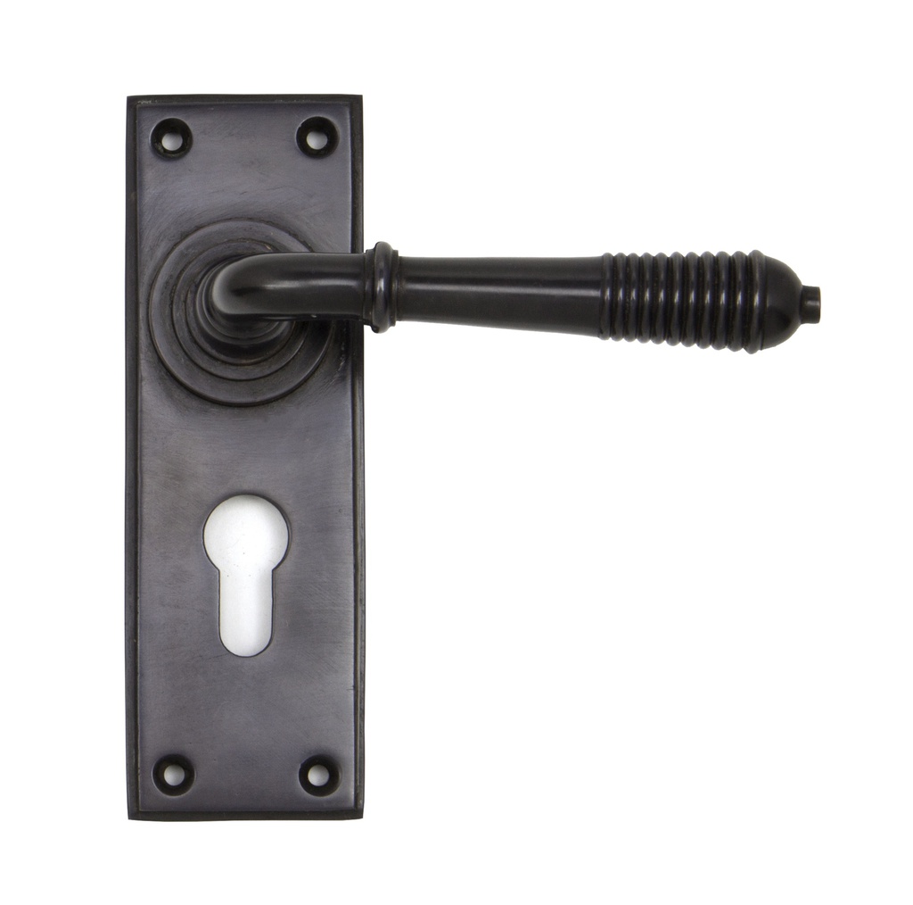 Aged Bronze Reeded Lever Euro Lock Set - 83956