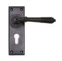Aged Bronze Reeded Lever Euro Lock Set - 83956