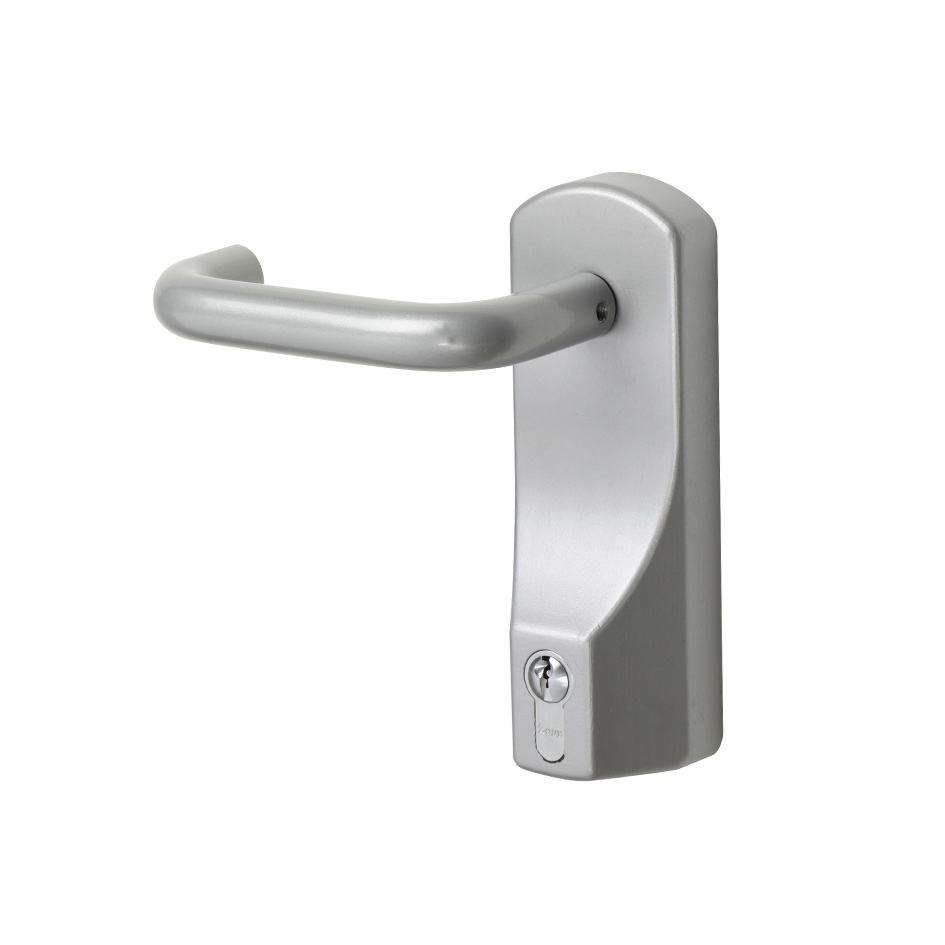 Lever Outside Access Device with Euro Cylinder - Silver