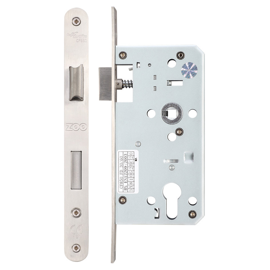 DIN Euro Sash Lock Case 55mm - Radiused Faceplate - SS