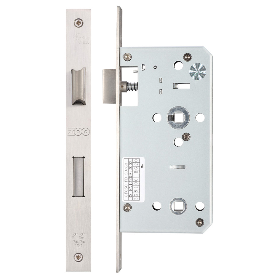 DIN Bathroom Lock Case 55mm - Square Faceplate - SS