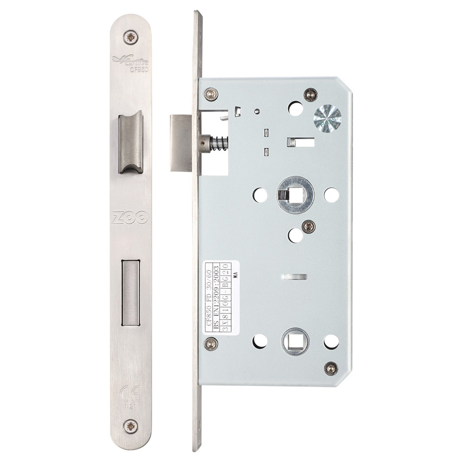 DIN Bathroom Lock Case 55mm - Radiused Faceplate - SS