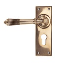 Polished Bronze Reeded Lever Euro Lock Set - 91916