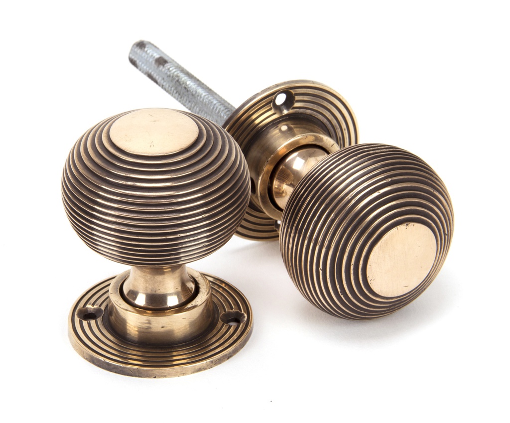 Polished Bronze Heavy Beehive Mortice/Rim Knob Set - 91926