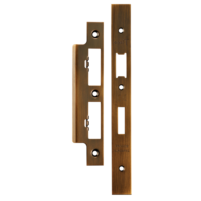 Forend Strike & Fixing Pack To Suit Architectural DIN Euro Sash/Bathroom Lock - Antique Brass