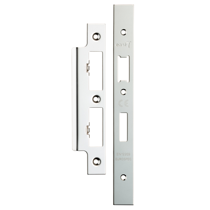 Forend Strike &amp; Fixing Pack To Suit Architectural DIN Euro Sash/Bathroom Lock - Bright Stainless Steel