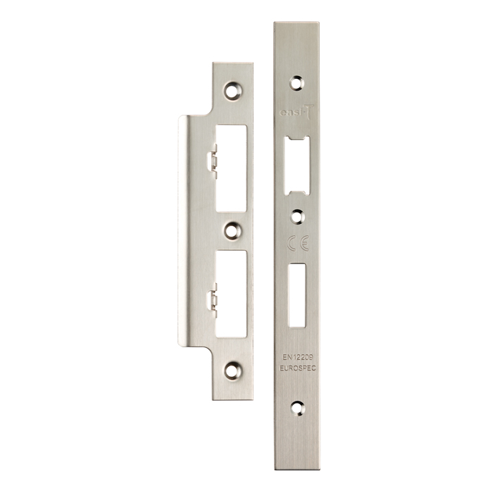 Forend Strike &amp; Fixing Pack To Suit Architectural DIN Euro Sash/Bathroom Lock - Satin Stainless Steel