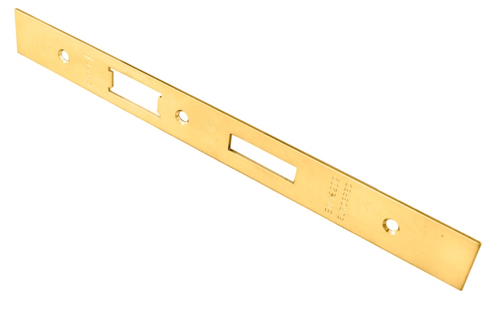 Forend Strike &amp; Fixing Pack To Suit Architectural DIN Euro Sash/Bathroom Lock - Stainless Brass