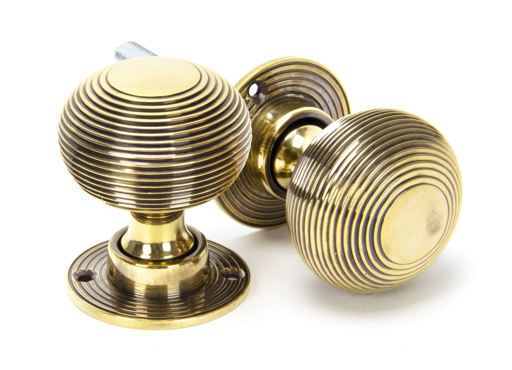 Aged Brass Heavy Beehive Mortice/Rim Knob Set - 83633H