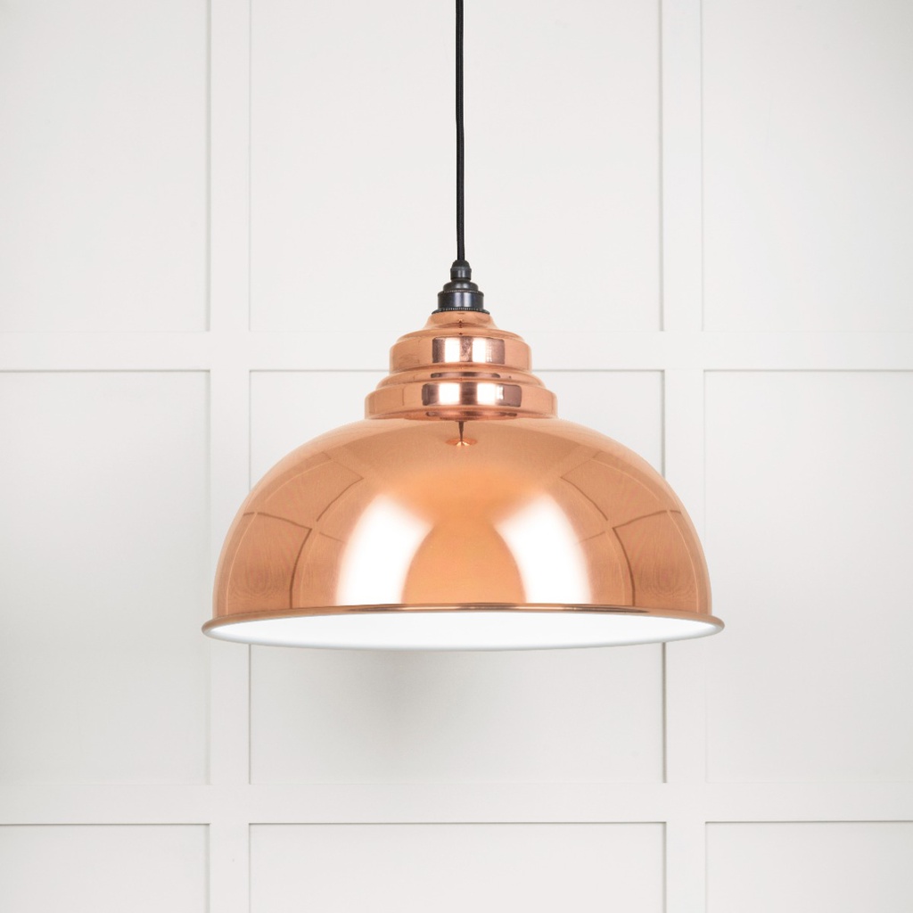 White Gloss Harborne Pendant in Copper - 49508