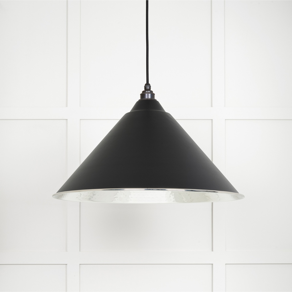 Hammered Nickel Hockley Pendant in Elan Black - 45433EB