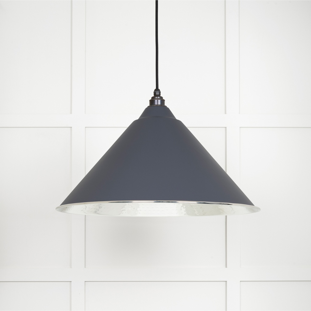 Hammered Nickel Hockley Pendant in Slate - 45433SL