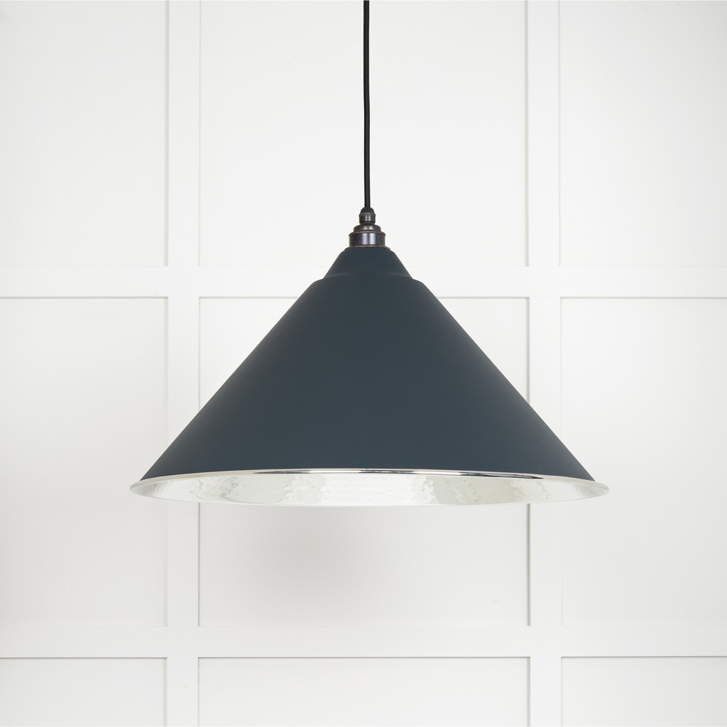 Hammered Nickel Hockley Pendant in Soot - 45433SO