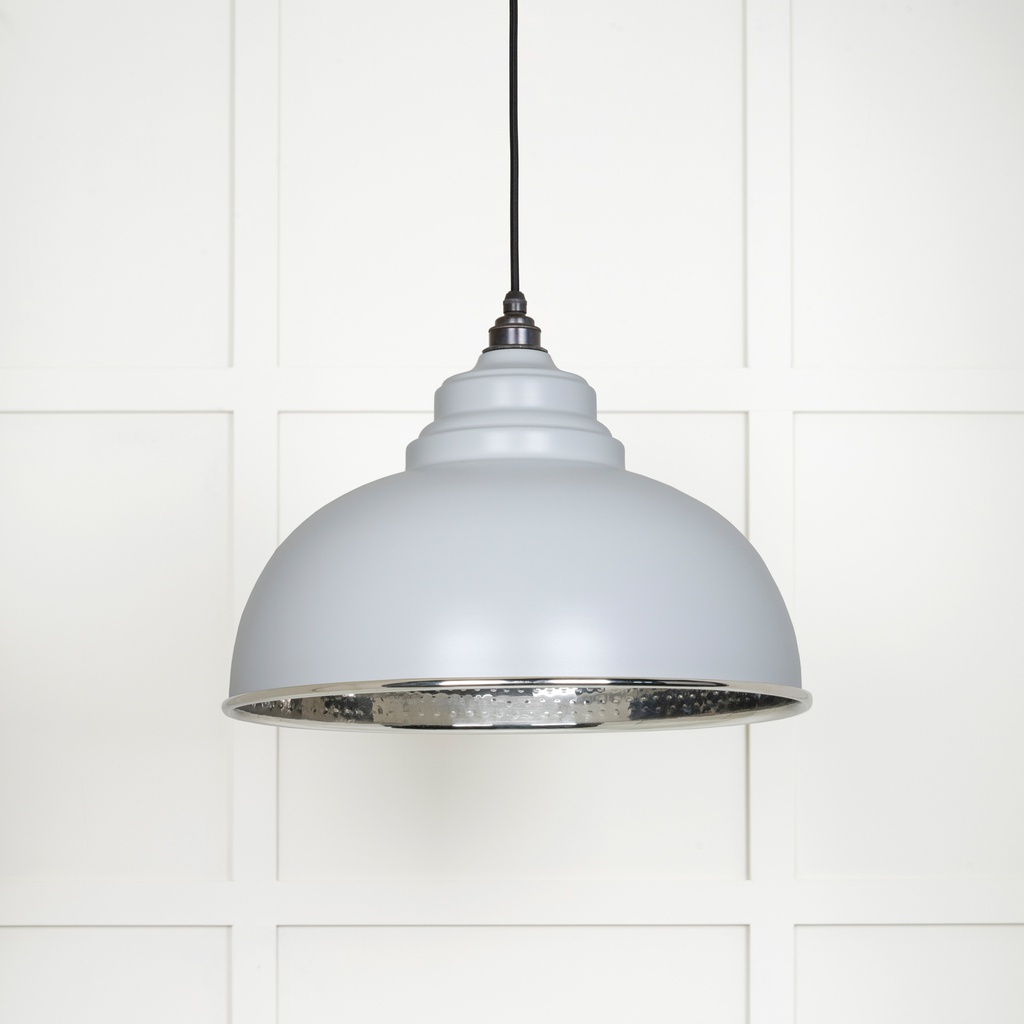 Hammered Nickel Harborne Pendant in Birch - 45472BI