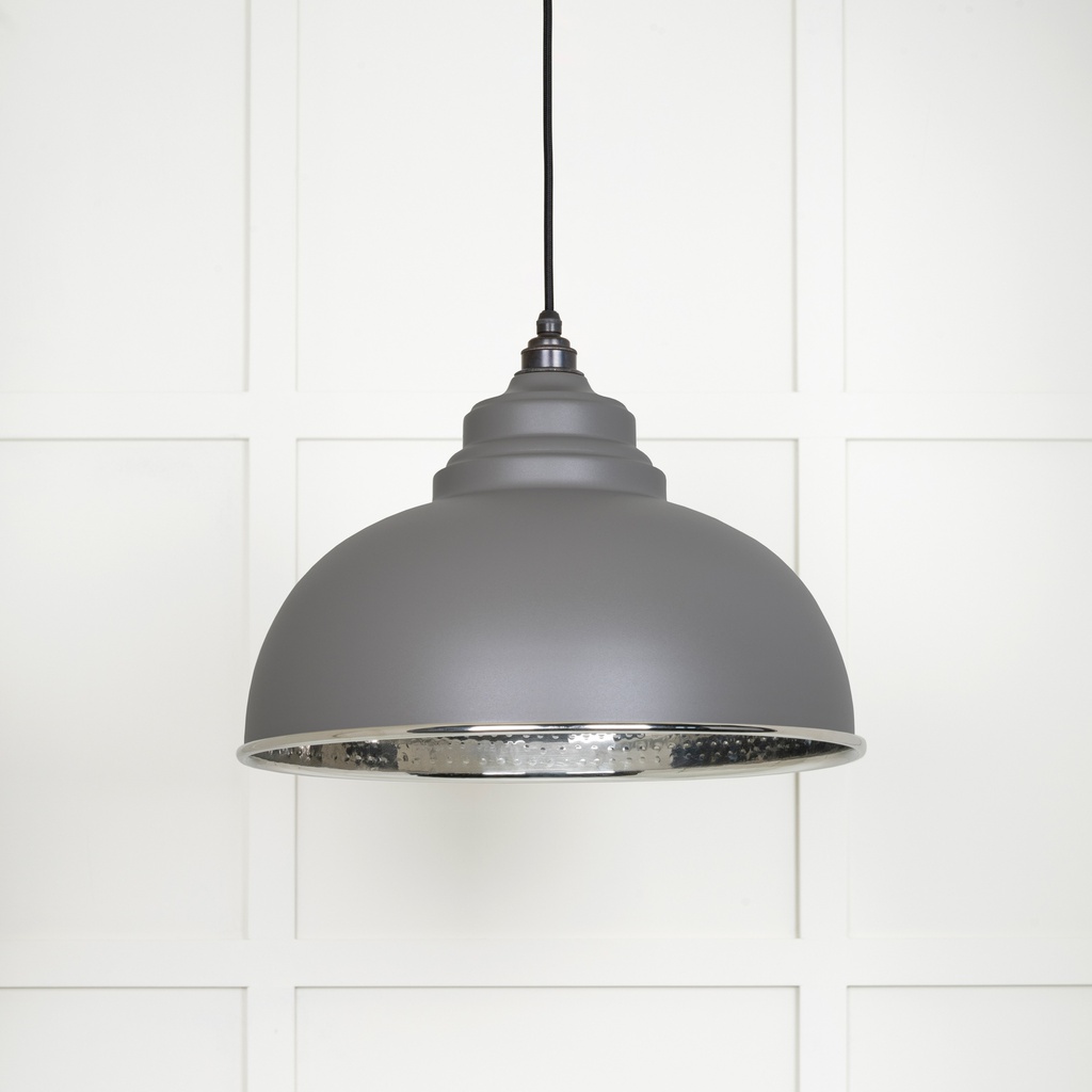 Hammered Nickel Harborne Pendant in Bluff - 45472BL