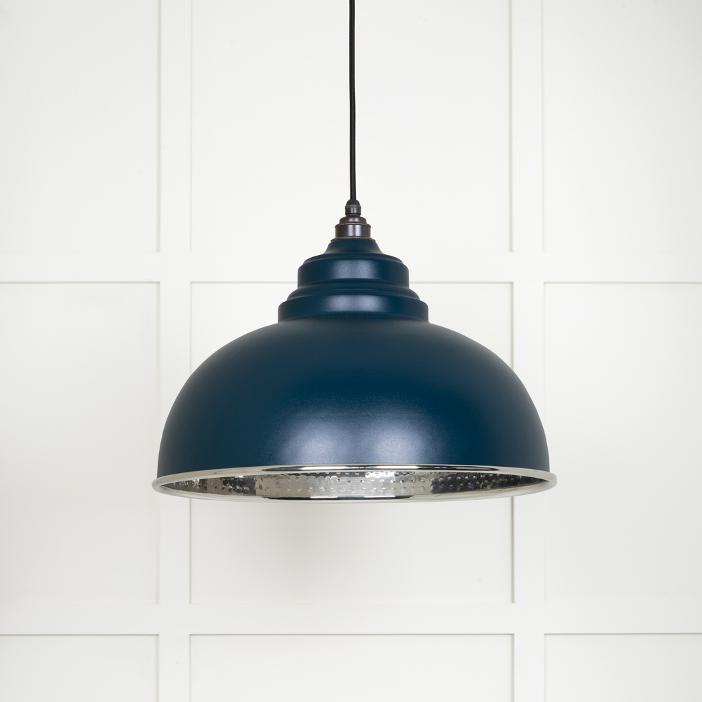 Hammered Nickel Harborne Pendant in Dusk - 45472DU