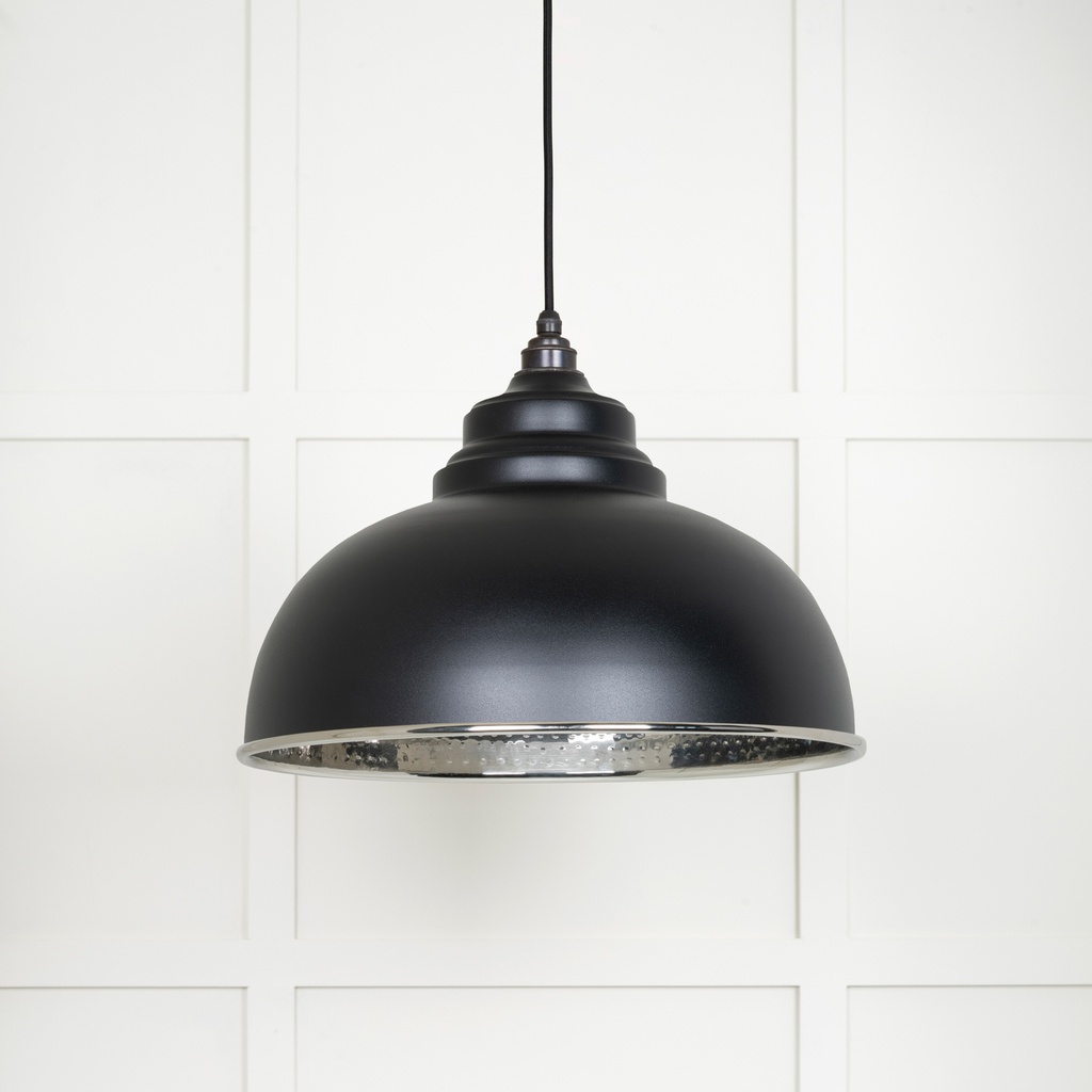 Hammered Nickel Harborne Pendant in Elan Black - 45472EB