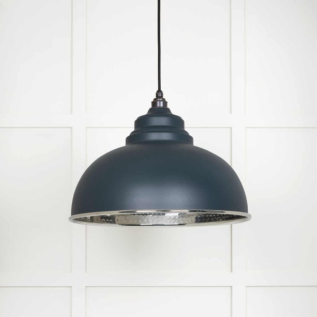 Hammered Nickel Harborne Pendant in Soot - 45472SO