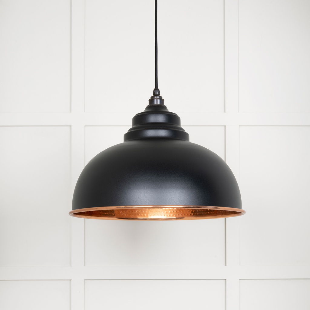 Hammered Copper Harborne Pendant in Elan Black - 49501EB