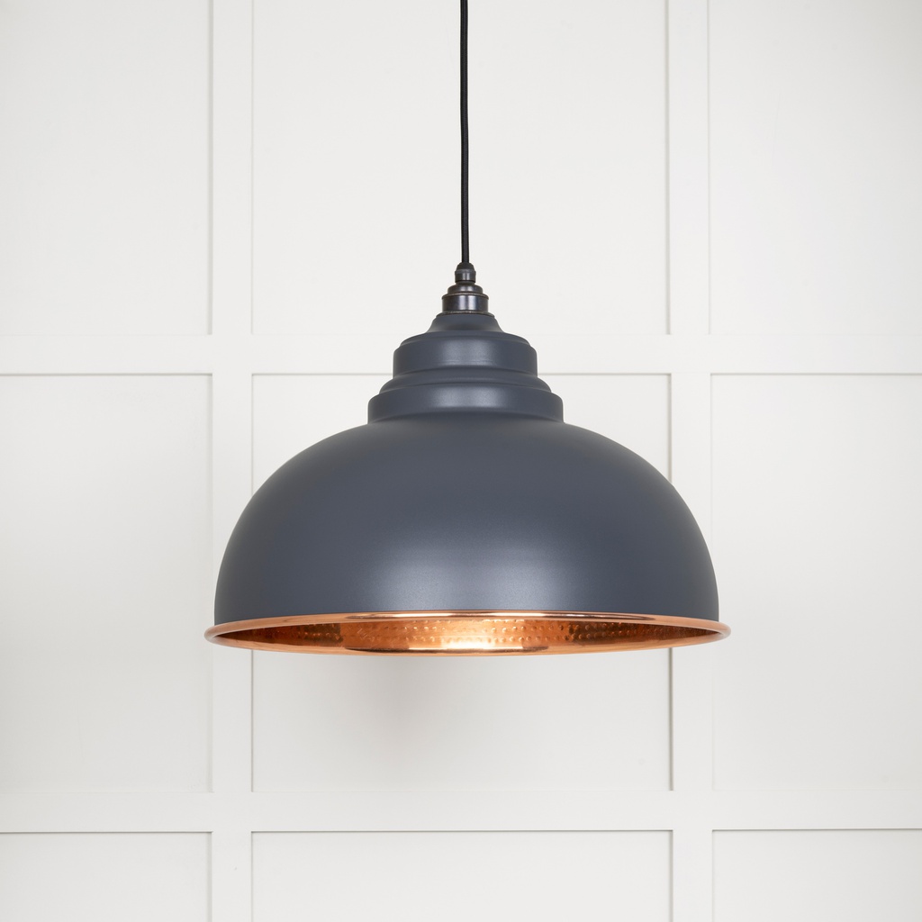 Hammered Copper Harborne Pendant in Slate - 49501SL