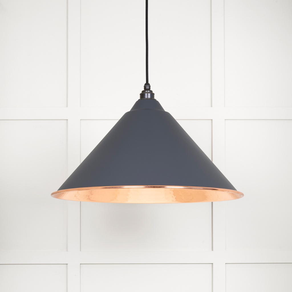 Hammered Copper Hockley Pendant in Slate - 49503SL