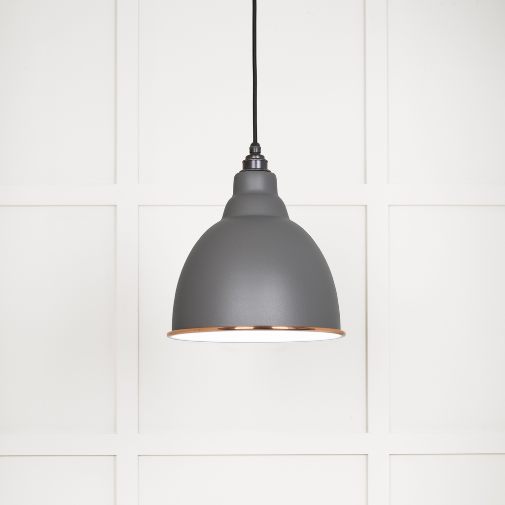 White Gloss Brindley Pendant in Bluff - 49507BL