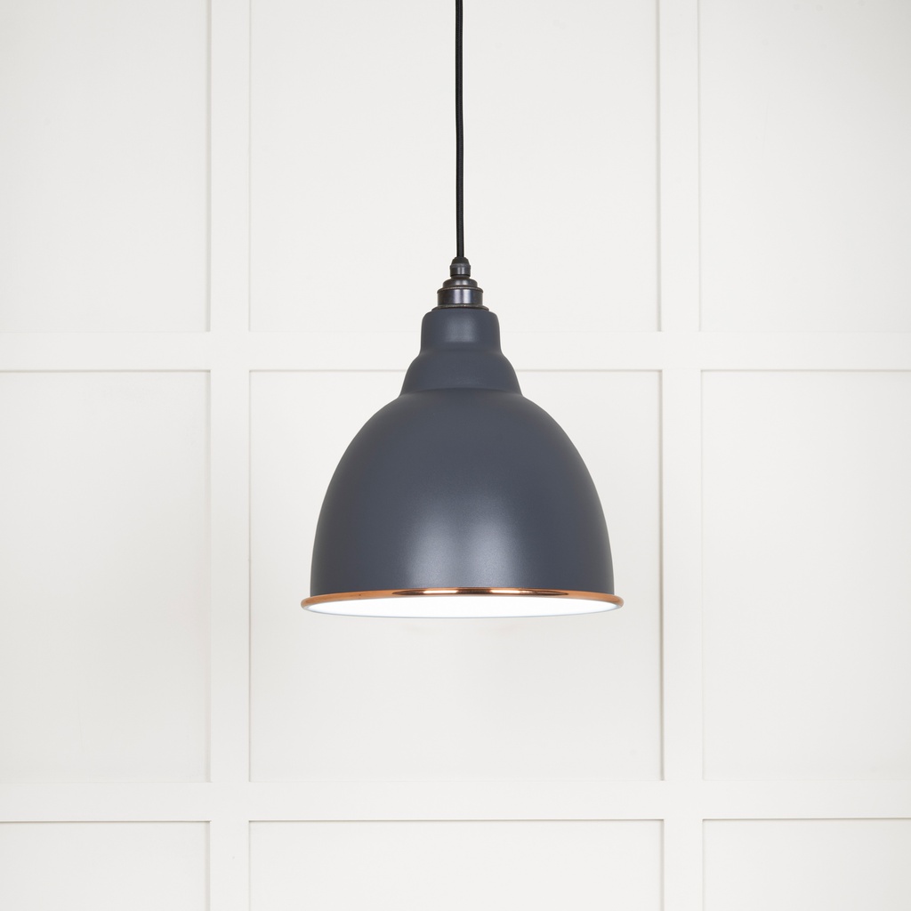 White Gloss Brindley Pendant in Slate - 49507SL