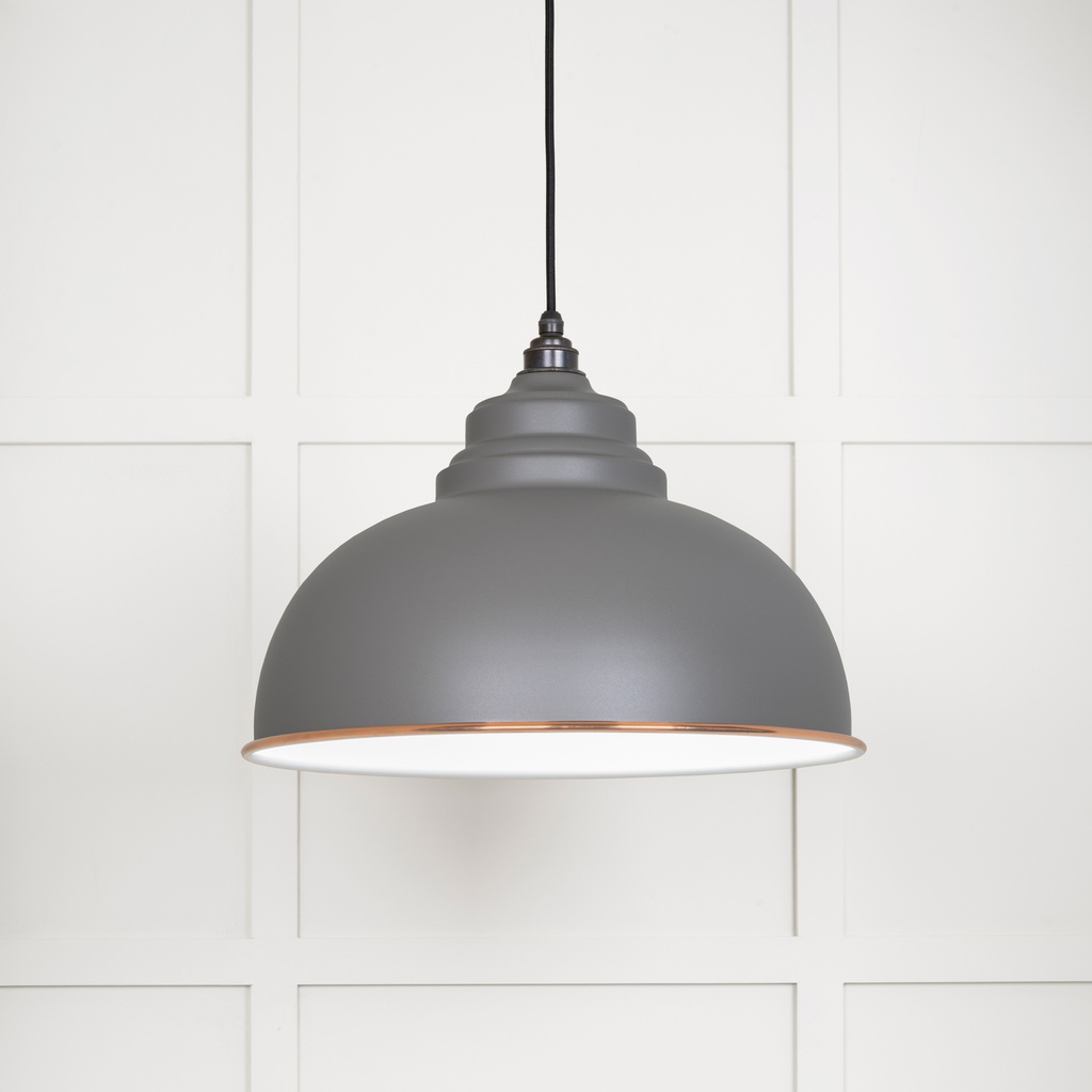 White Gloss Harborne Pendant in Bluff - 49508BL