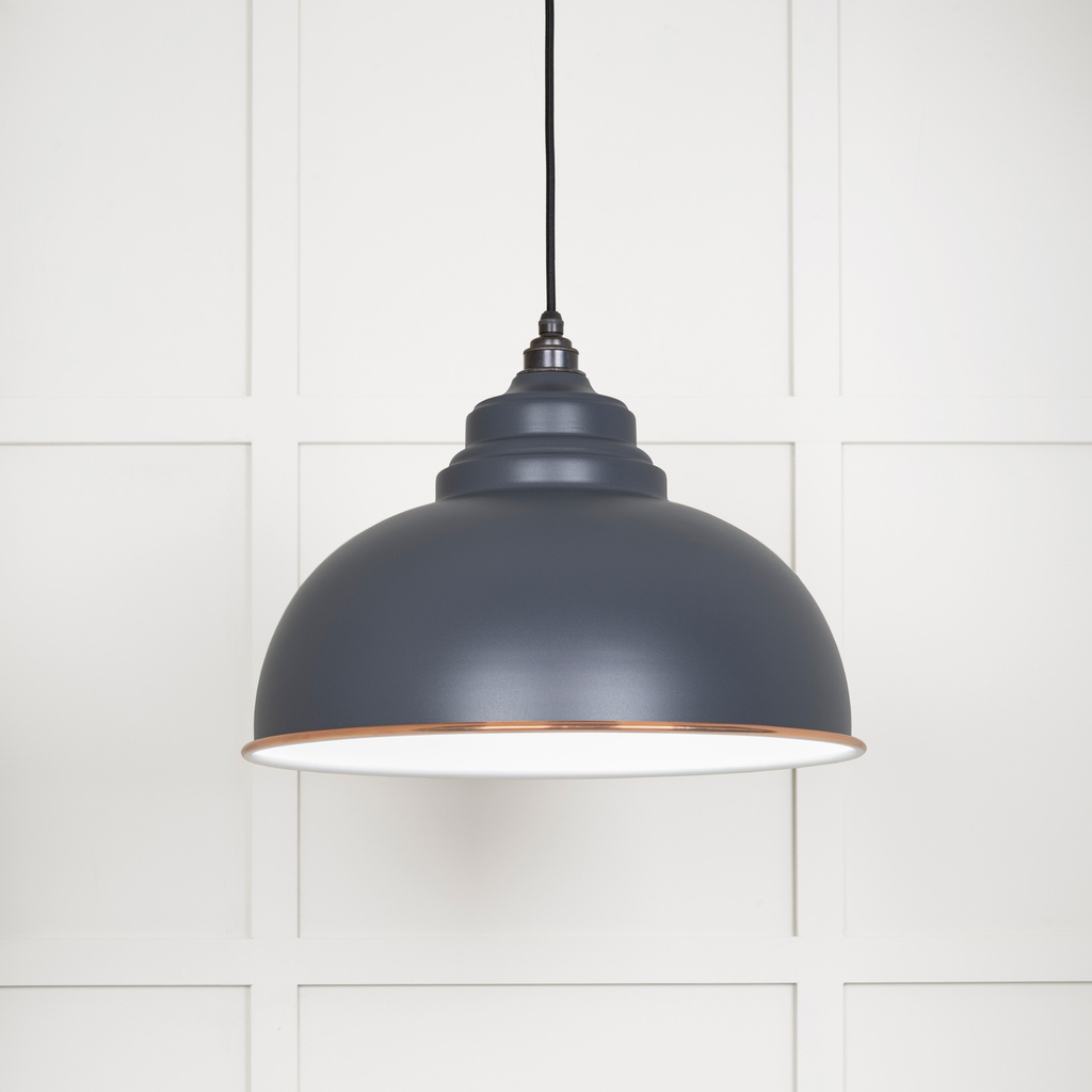 White Gloss Harborne Pendant in Slate - 49508SL