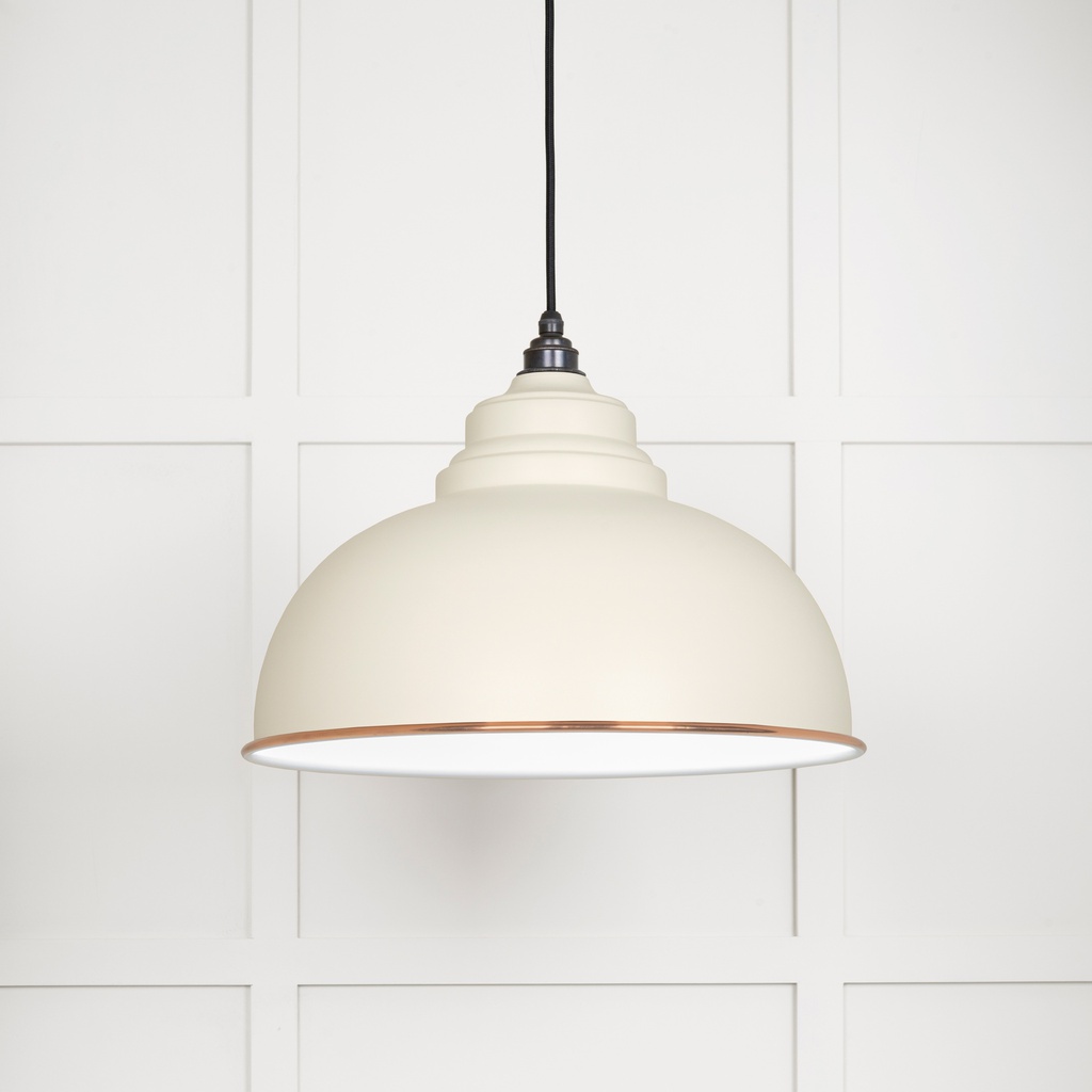 White Gloss Harborne Pendant in Teasel - 49508TE