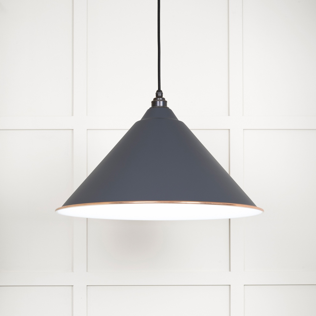 White Gloss Hockley Pendant in Slate - 49510SL