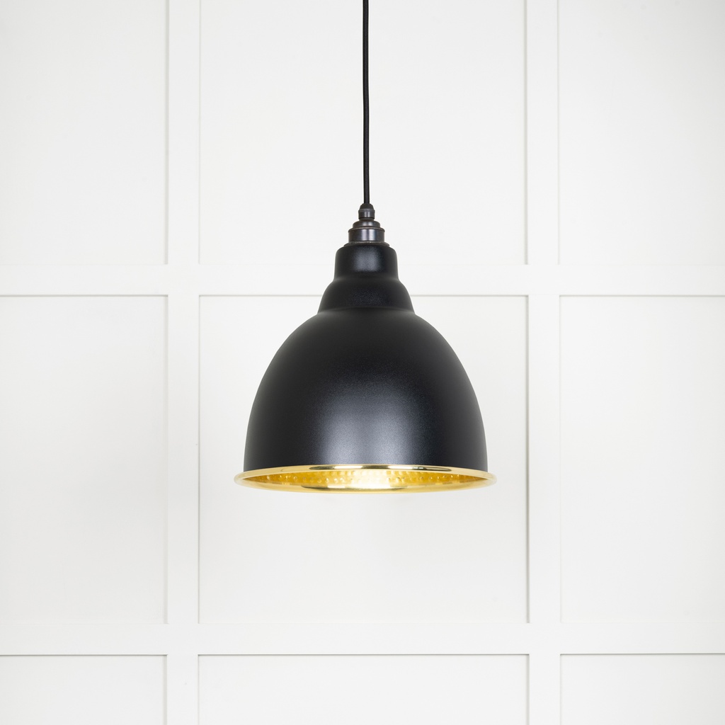 Hammered Brass Brindley Pendant in Elan Black - 49517EB