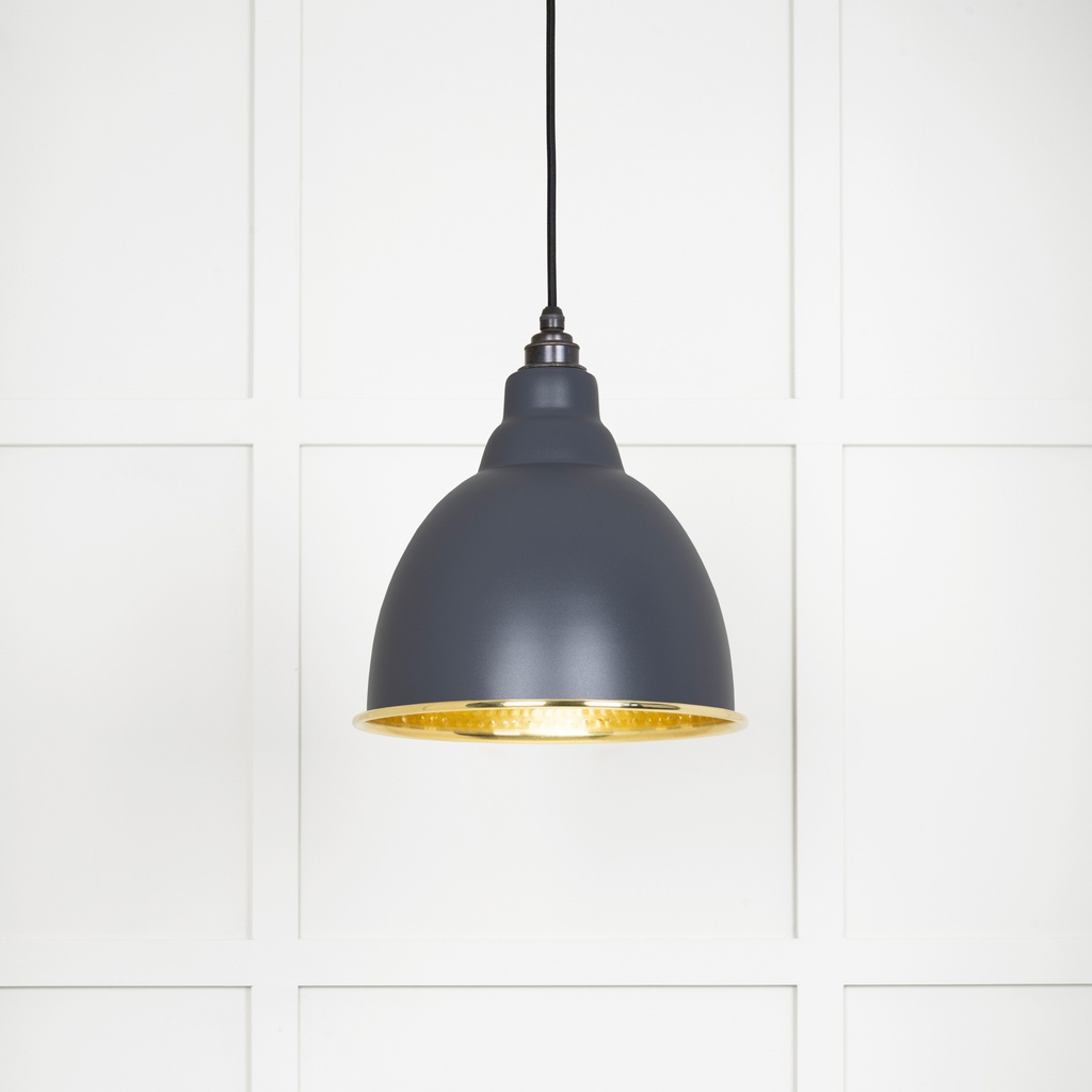 Hammered Brass Brindley Pendant in Slate - 49517SL