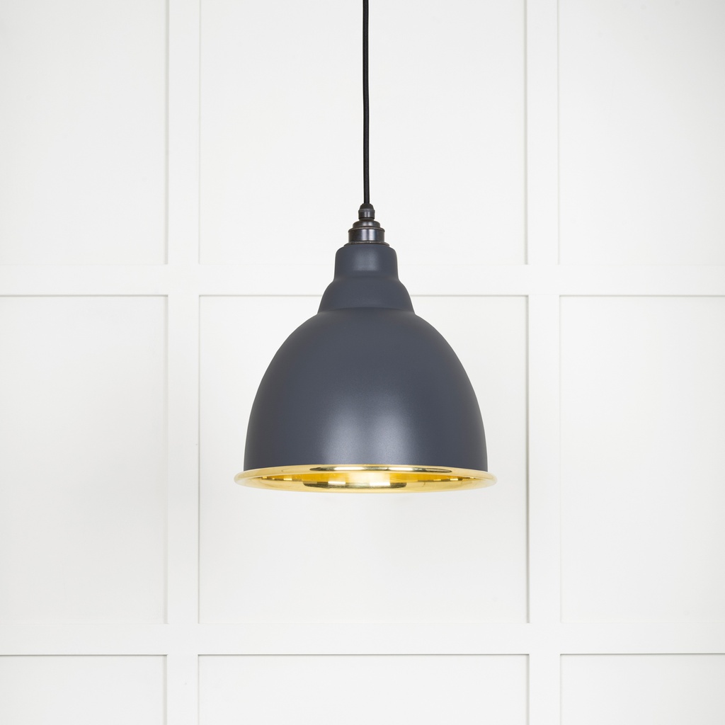 Smooth Brass Brindley Pendant in Slate - 49518SL