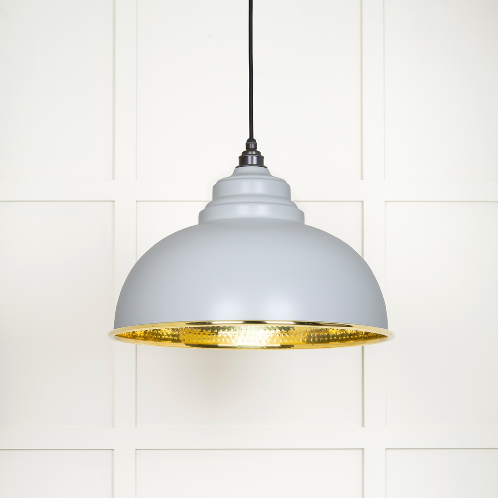 Hammered Brass Harborne Pendant in Birch - 49521BI