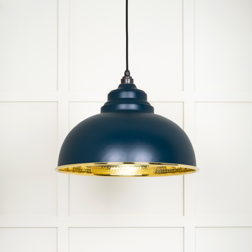 Hammered Brass Harborne Pendant in Dusk - 49521DU