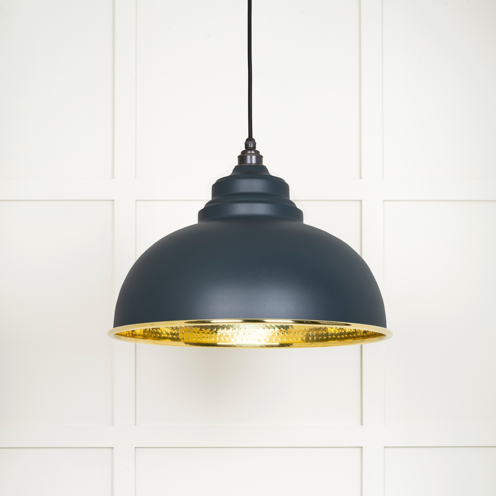Hammered Brass Harborne Pendant in Soot - 49521SO