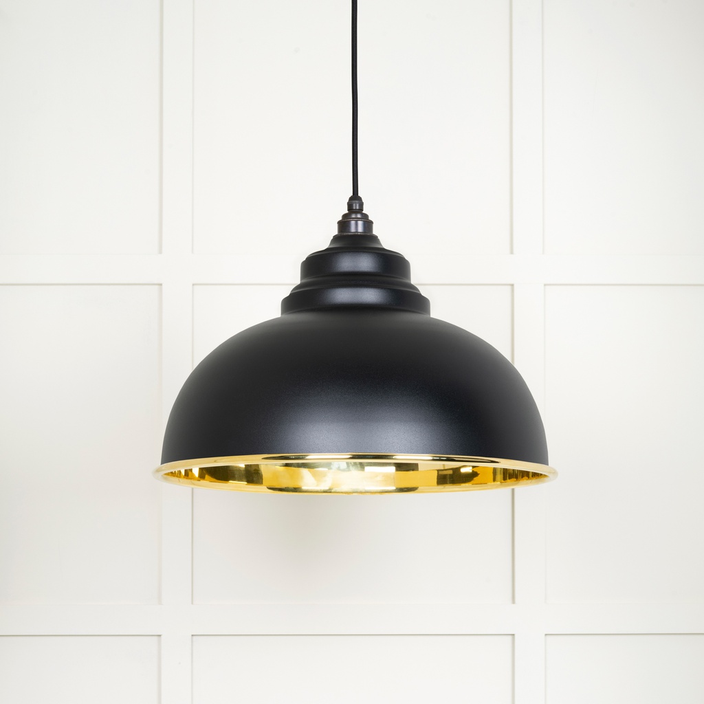 Smooth Brass Harborne Pendant in Elan Black - 49522EB