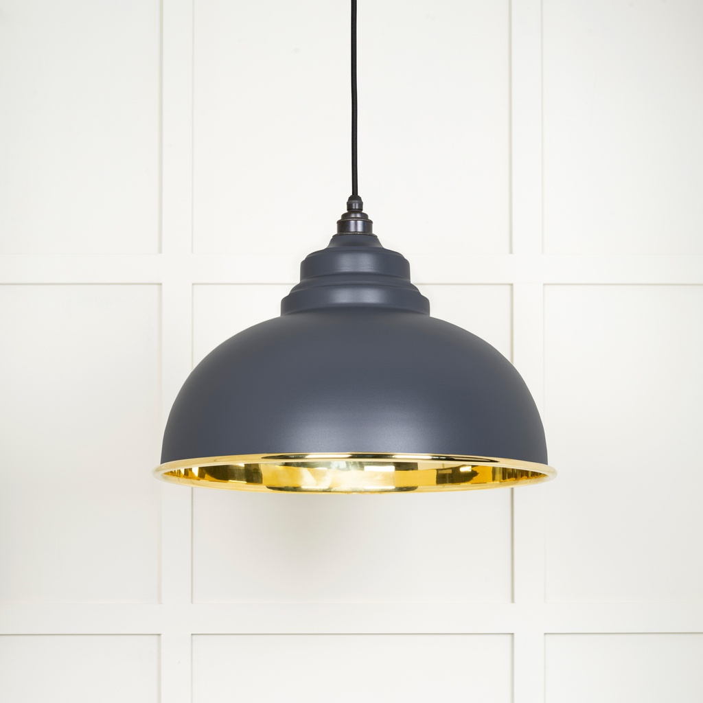 Smooth Brass Harborne Pendant in Slate - 49522SL