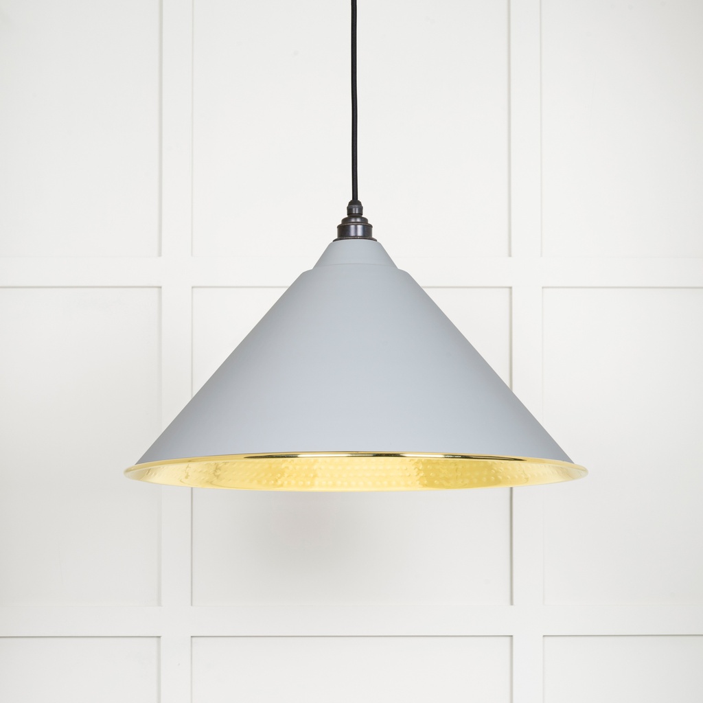 Hammered Brass Hockley Pendant in Birch - 49523BI