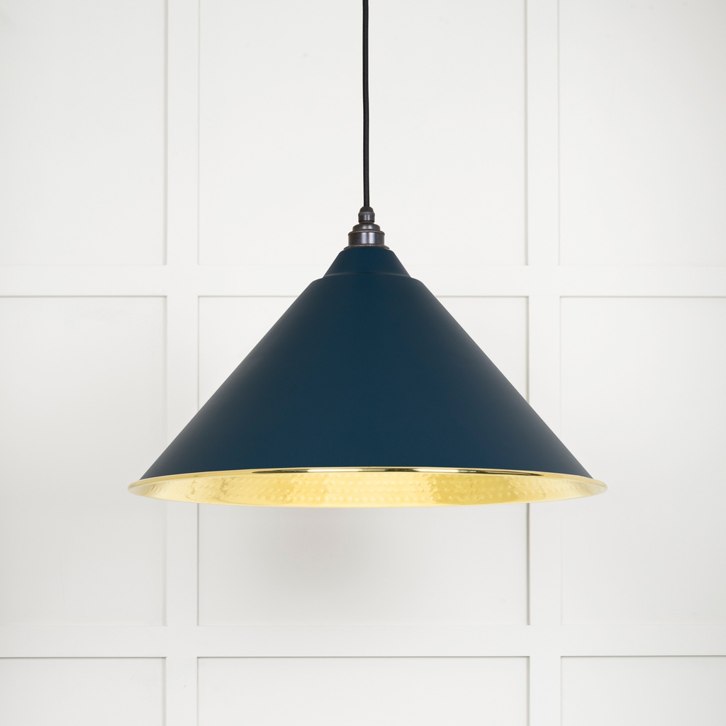 Hammered Brass Hockley Pendant in Dusk - 49523DU